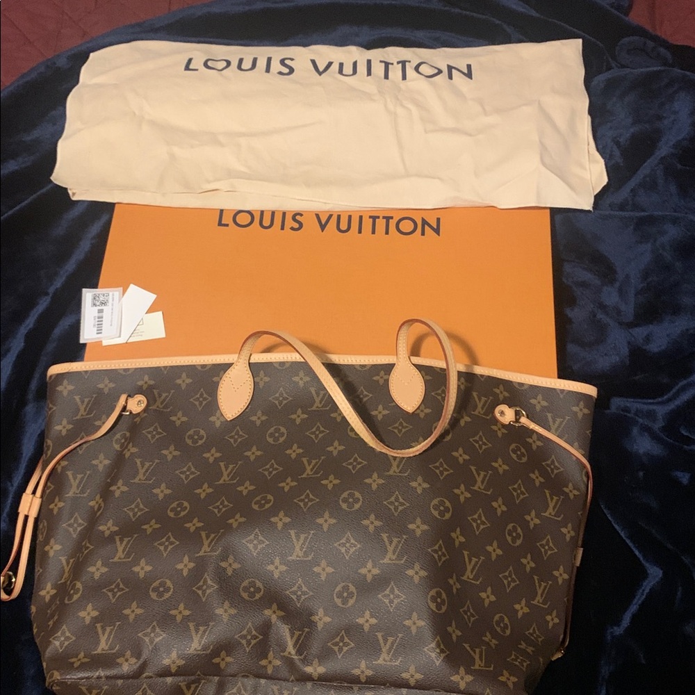Authentic Louis Vuitton Neverfull GM Brown and Tan Monogram Handbag